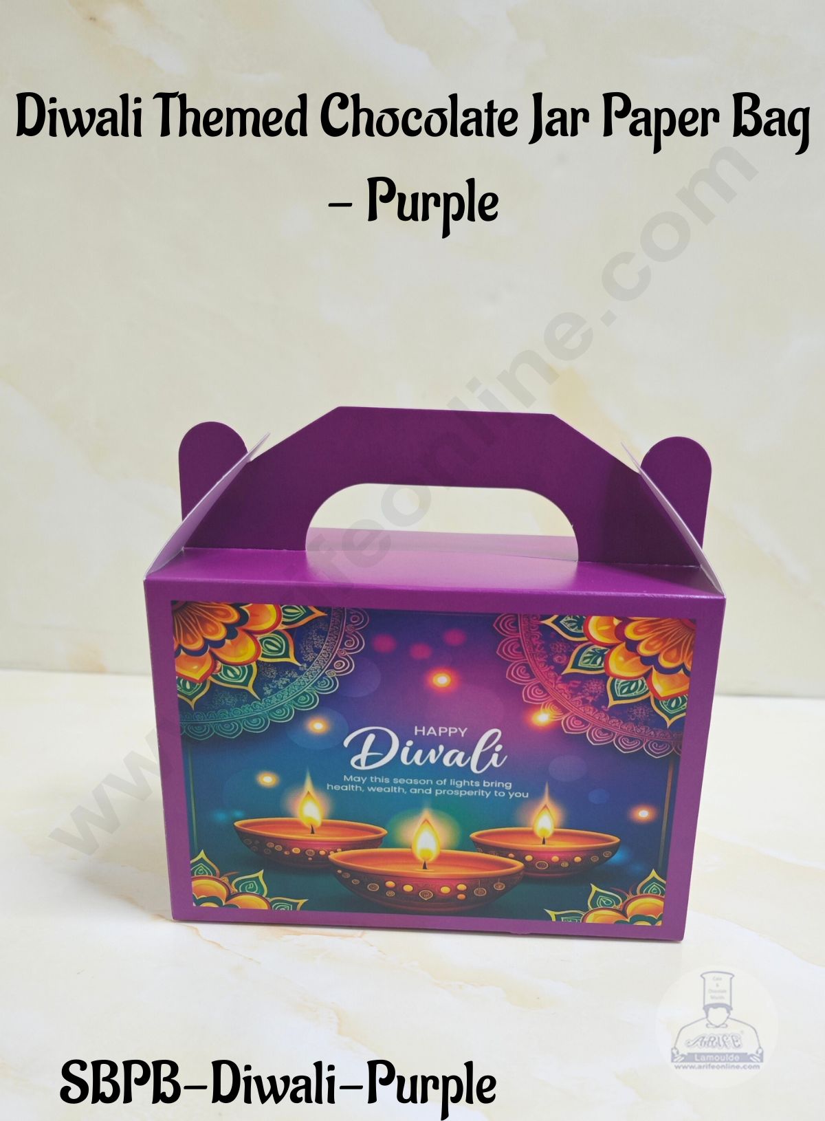 CAKE DECOR™ Diwali Themed 2 Jar Paper Bag - Purple | 10 Pcs | SBPB-Diwali-Purple |