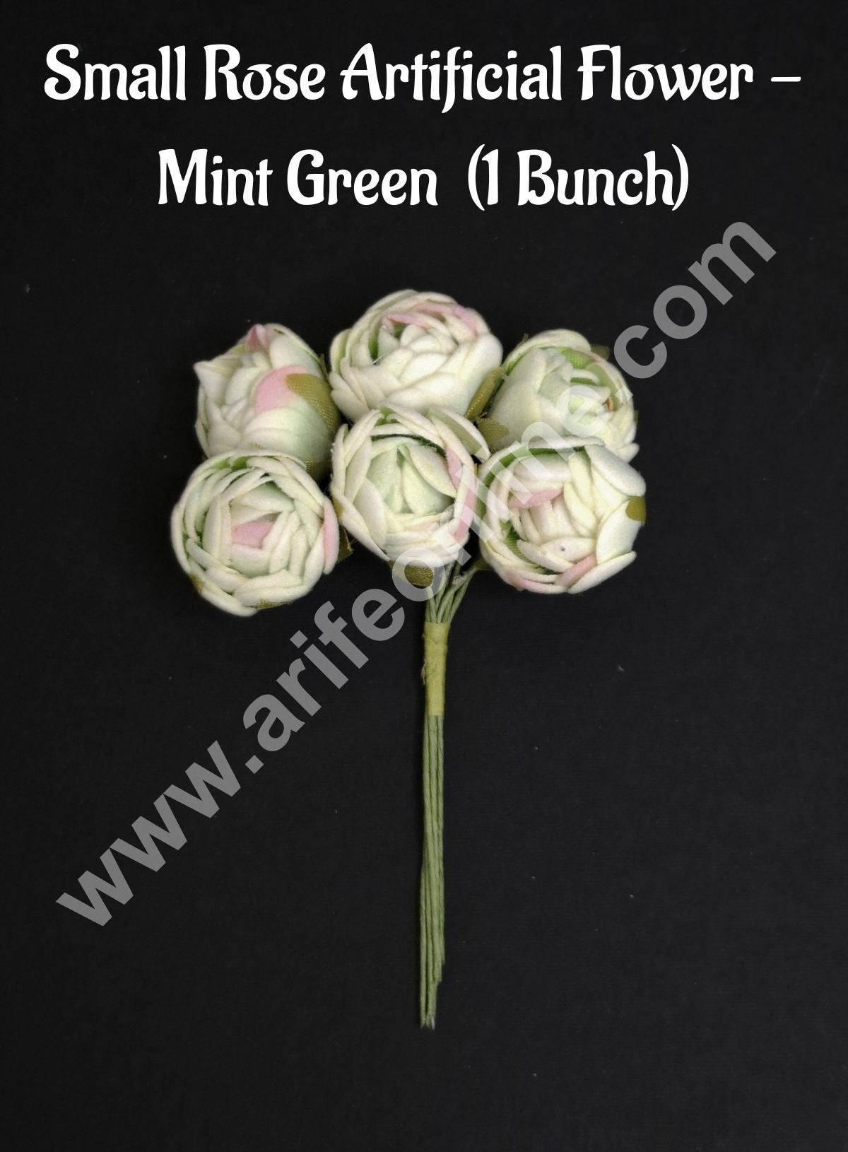 Small Rose Artificial Flower Bunch For Cake Decoration β Mint Green ( 1 Bunch ) - CAKE DECORβ’