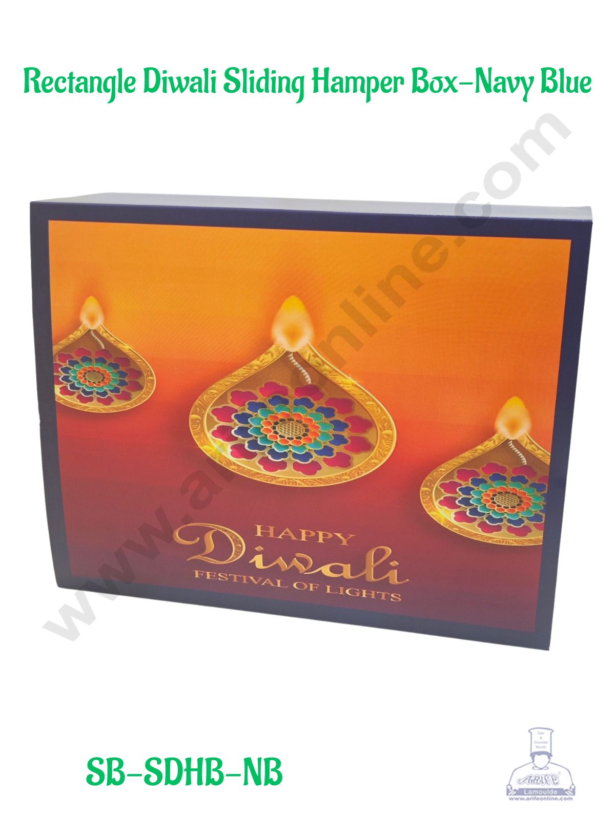 Diwali Sliding Hamper Box (9 x 7 x 3 inches) - Navy Blue (10 Pcs Pack) - CAKE DECOR™