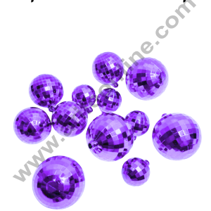 CAKE DECOR™ Plastic Purple Disco Faux Balls Topper For Cake Decoration - (12 pcs Pack)