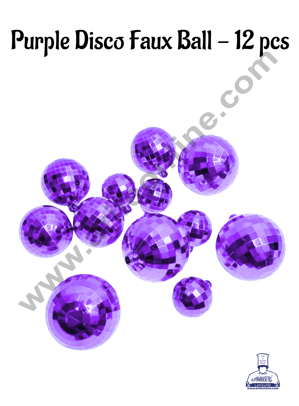 CAKE DECORβ’ Plastic Purple Disco Faux Balls Topper For Cake Decoration - (12 pcs Pack)