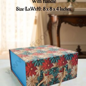 CAKE DECORβ’ Sky Blue Floral Folding Hard Hamper Box With Handle | Gift Box | Present Box - 1 Pc |SBBX-HFFB-Sky Blue|