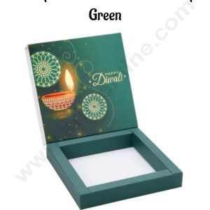 9 Cavity Diwali Sliding Hamper Box Without Cavity - Green (1 Piece Pack) - CAKE DECORβ’