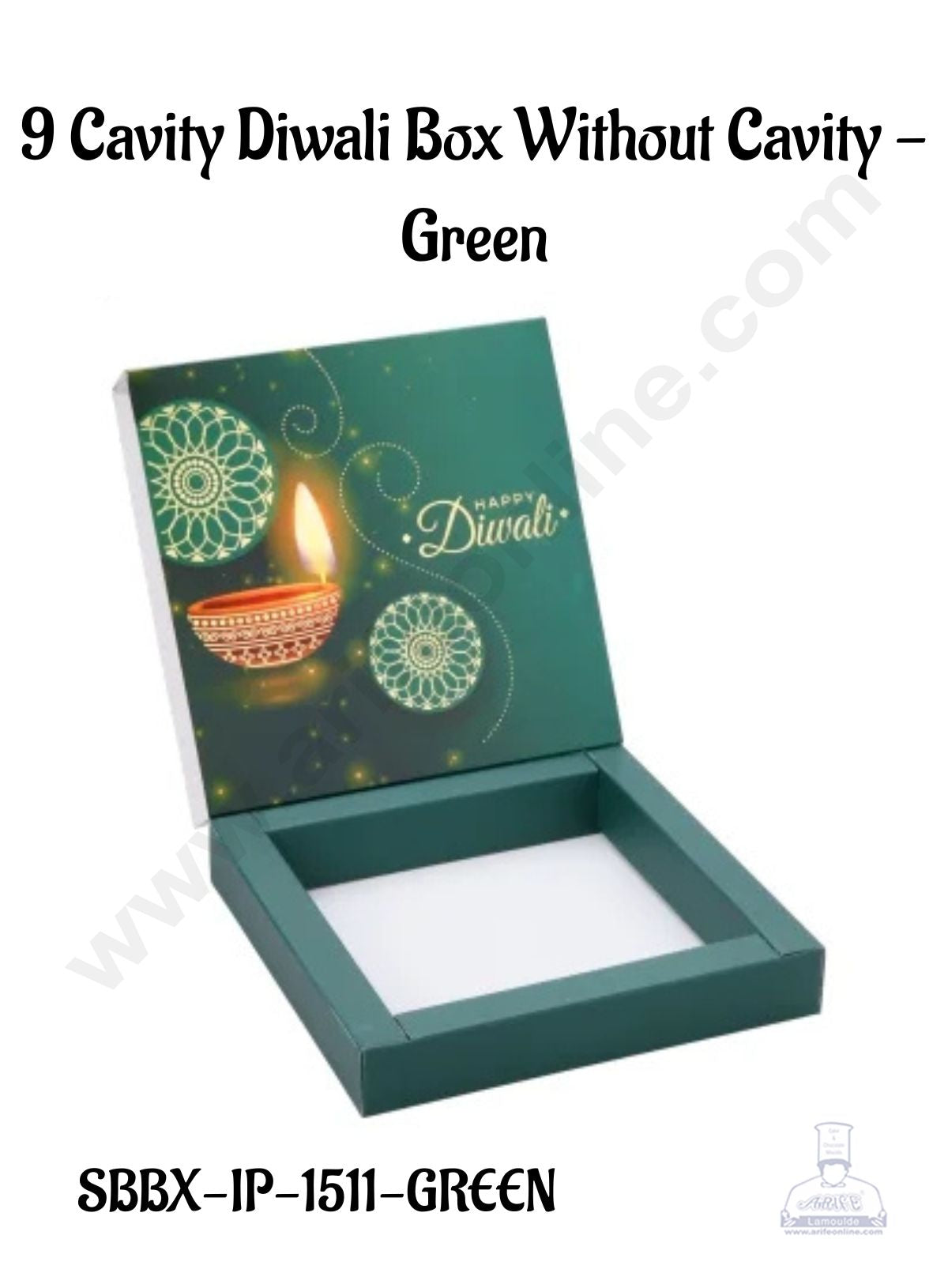 9 Cavity Diwali Sliding Hamper Box Without Cavity - Green (1 Piece Pack) - CAKE DECOR™