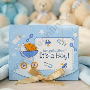 Little Arrival — Baby Boy Gift Box │ baby Shower gift box │Pastle baby blue │17.5 cm × 14 cm × 5 cm │ SBBX-PB-BB-02 │ CAKE DECOR™