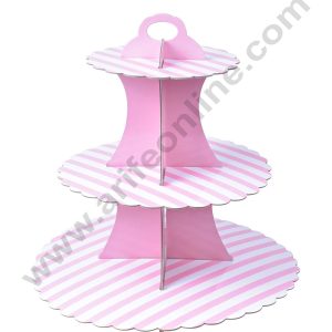Cake Decor™ 3 Tier Stripe Cardboard Cupcake Stand - (1 Piece)