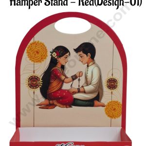 Happy Raksha Bandhan Foldable Hamper Stand - Red(Design-01) CAKE DECOR™