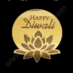 Cake Decor™ Acrylic Happy Diwali Coin Topper for Cake and Cupcakes - 1 Piece (SBMT-DCoin-02)