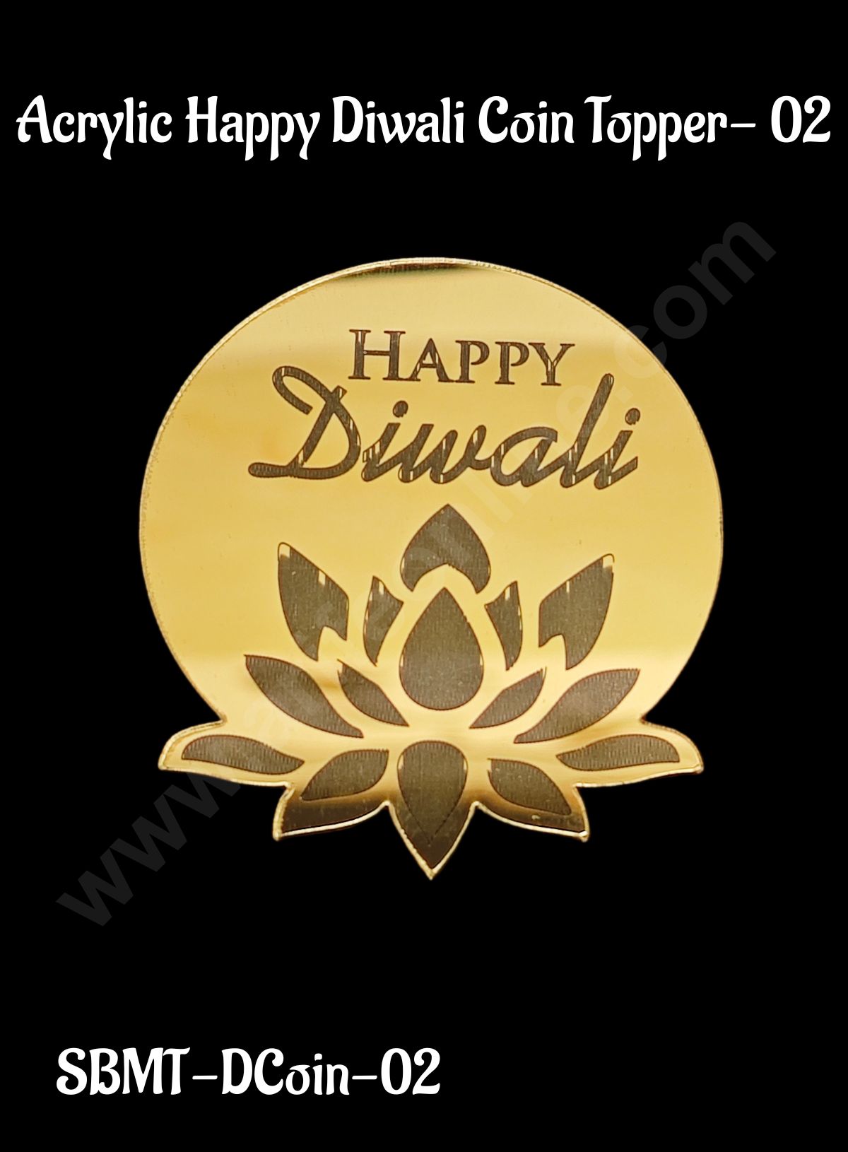 Cake Decorβ’ Acrylic Happy Diwali Coin Topper for Cake and Cupcakes - 1 Piece (SBMT-DCoin-02)