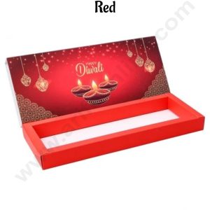 12 Cavity Diwali Sliding Hamper Box Without Cavity - Red (1 Piece Pack) - CAKE DECOR™