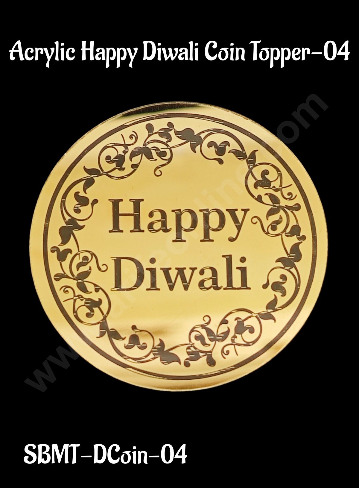 Cake Decorβ’ Acrylic Happy Diwali Coin Topper for Cake and Cupcakes - 1 Piece (SBMT-DCoin-04)