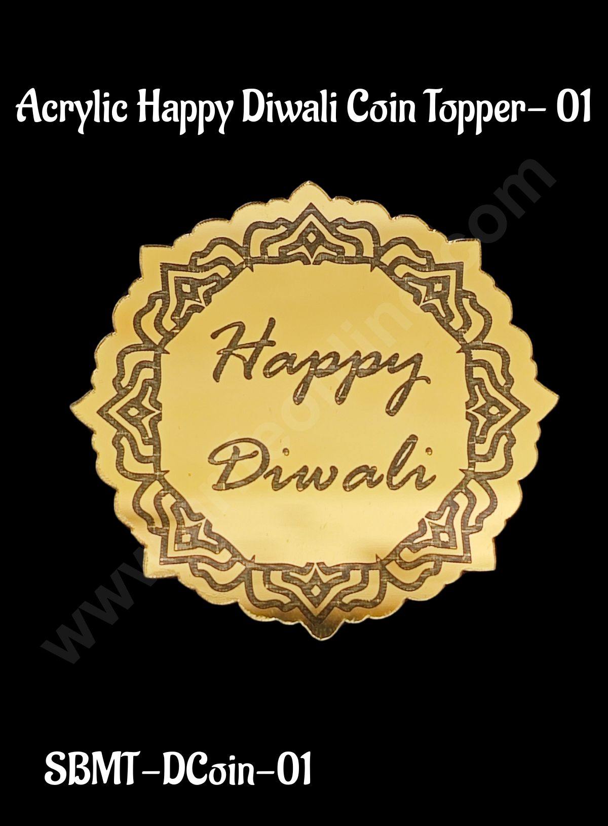 Cake Decorβ’ Acrylic Happy Diwali Coin Topper for Cake and Cupcakes - 1 Piece (SBMT-DCoin-01)