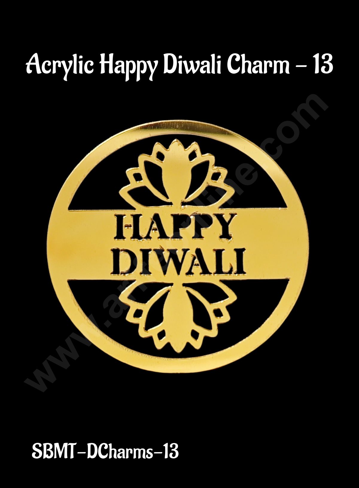 Cake Decorβ’ Acrylic Happy Diwali Charms For Hampers Cake and Cupcakes Toppers - 1 Piece (SBMT-DCharms-13)