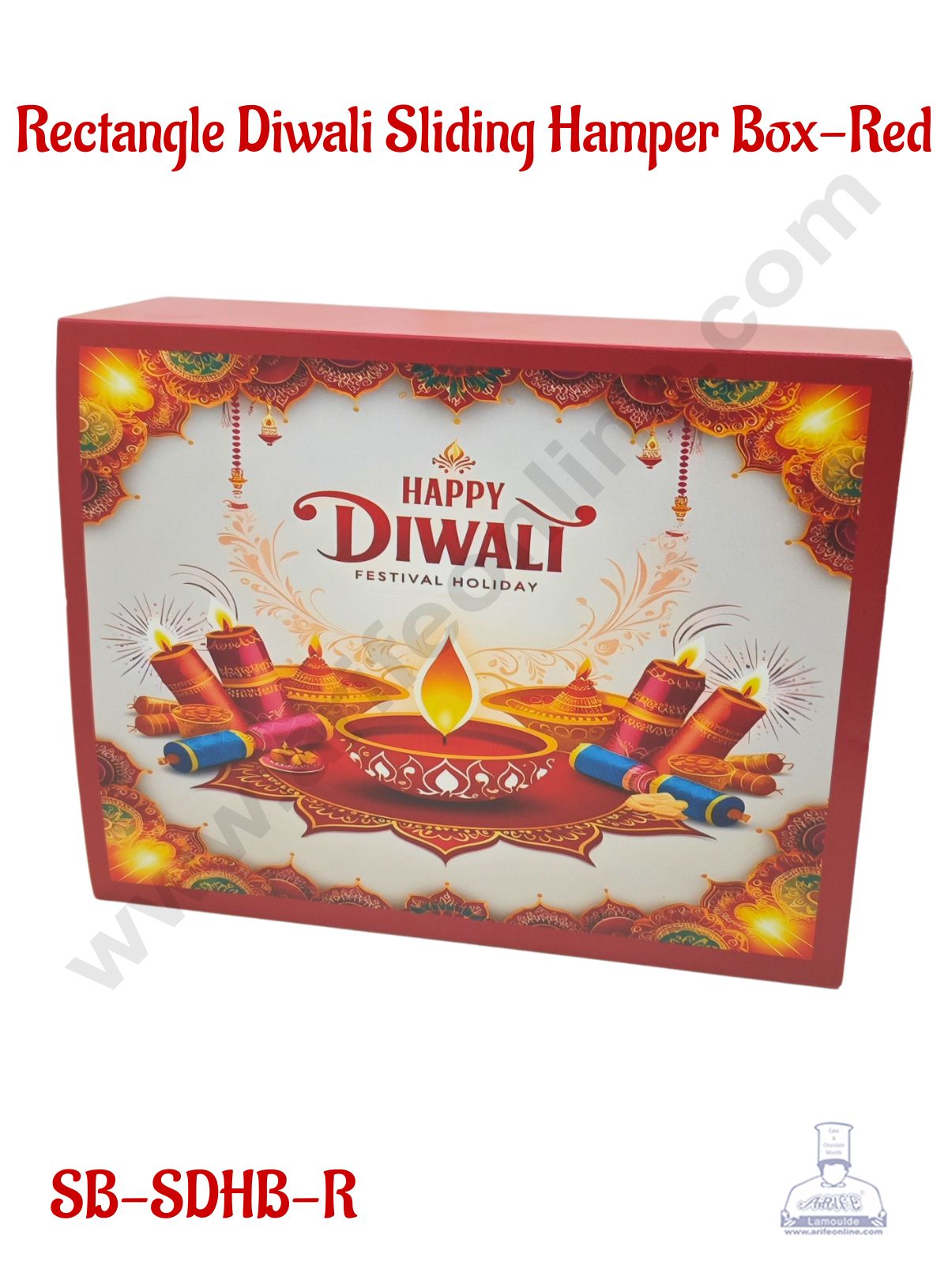 Diwali Sliding Hamper Box (9 x 7 x 3 inches) - Red (10 Pcs Pack) - CAKE DECOR™