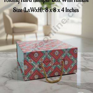 CAKE DECORβ’ Pastle Blue & Multicolor Patterned Folding Hard Hamper Box With Handle | Gift Box | Present Box - 1 Pc | SBBX-HFFB-PB|