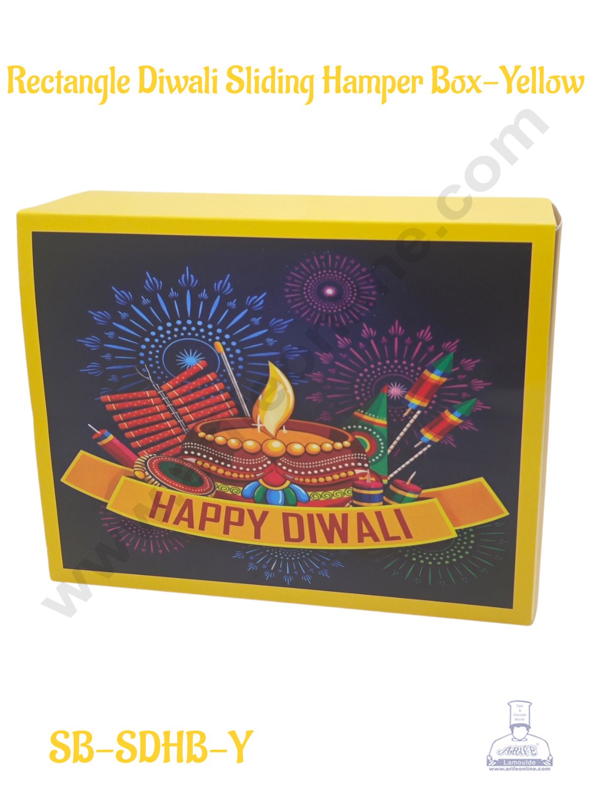 Diwali Sliding Hamper Box (9 x 7 x 3 inches) - Yellow (10 Pcs Pack) - CAKE DECOR™