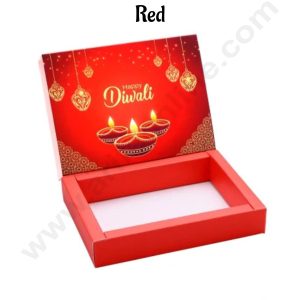 6 Cavity Diwali Sliding Hamper Box Without Cavity - Red (1 Piece Pack) - CAKE DECOR™