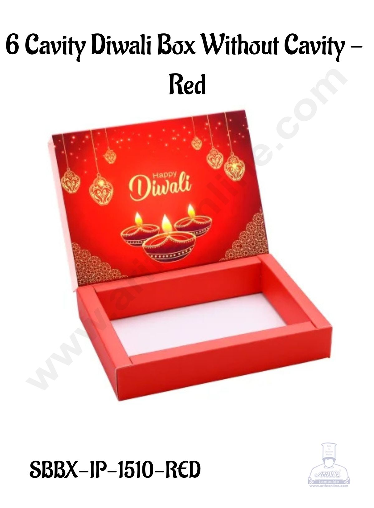 6 Cavity Diwali Sliding Hamper Box Without Cavity - Red (1 Piece Pack) - CAKE DECORβ’