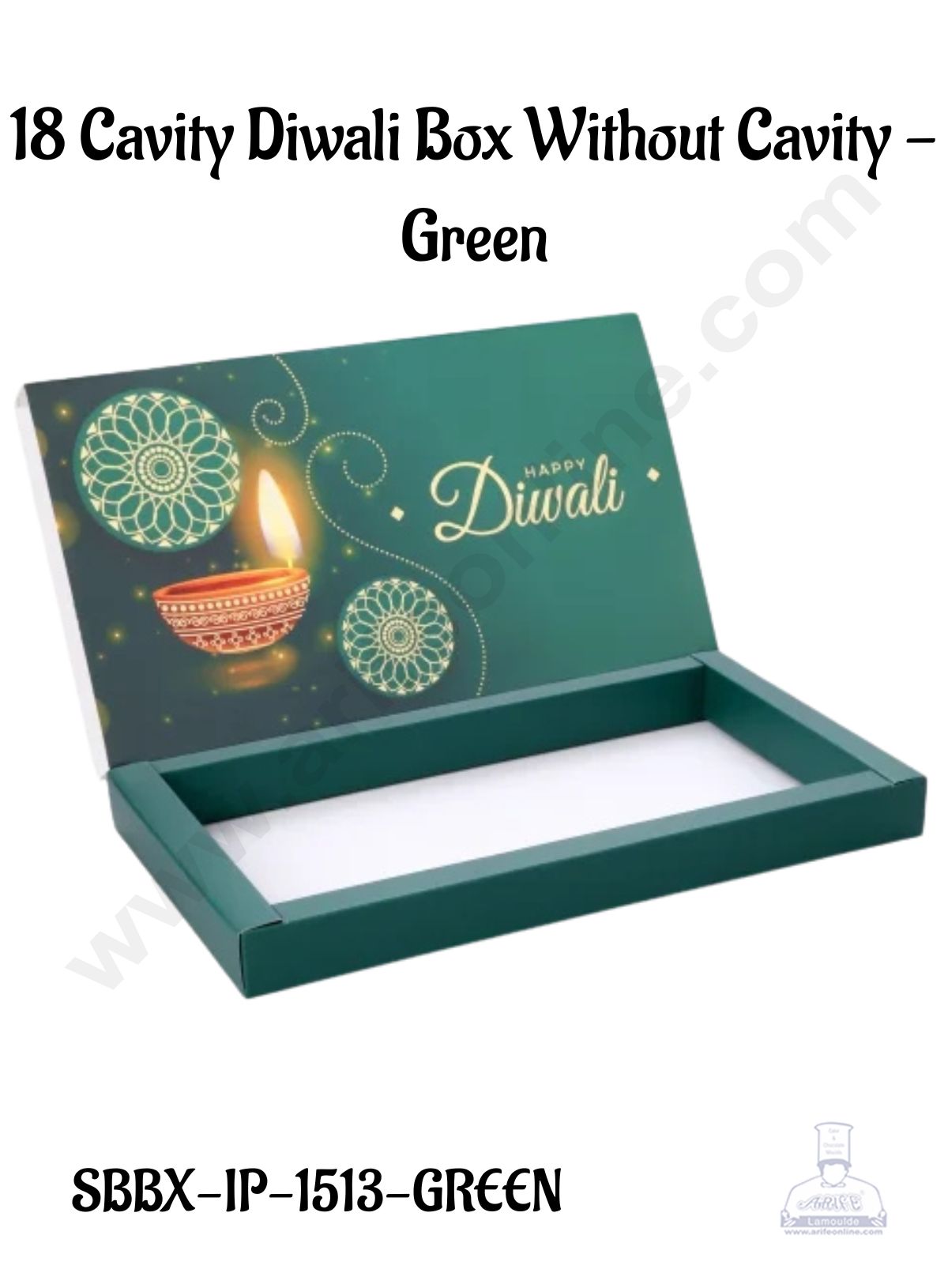 18 Cavity Diwali Sliding Hamper Box Without Cavity - Green (1 Piece Pack) - CAKE DECORβ’