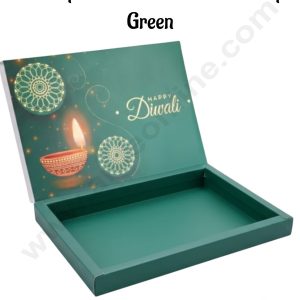 24 Cavity Diwali Sliding Hamper Box Without Cavity - Green (1 Piece Pack) - CAKE DECOR™