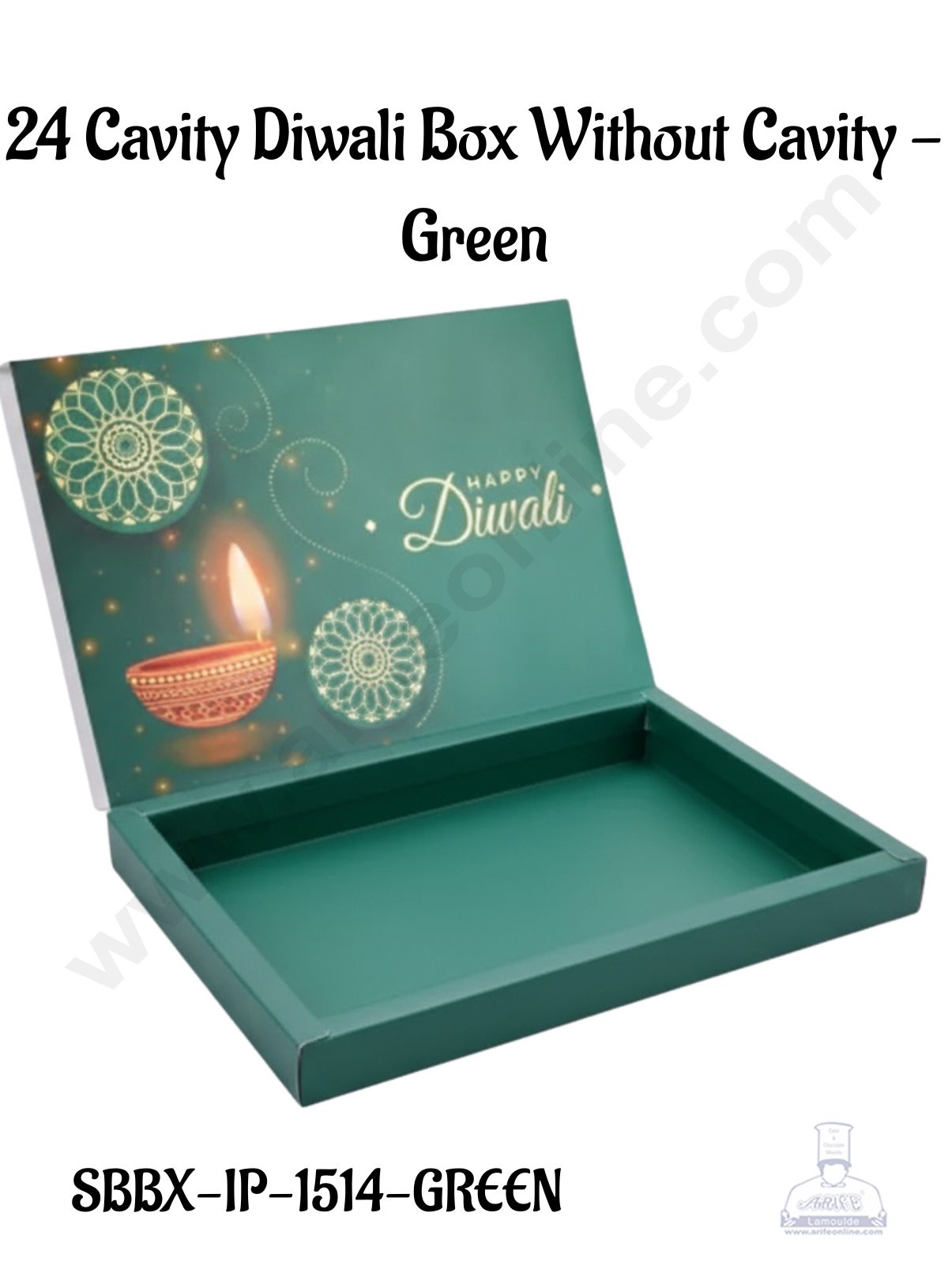 24 Cavity Diwali Sliding Hamper Box Without Cavity - Green (1 Piece Pack) - CAKE DECORβ’