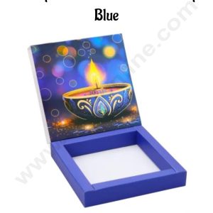 9 Cavity Diwali Sliding Hamper Box Without Cavity - Blue (1 Piece Pack) - CAKE DECORβ’
