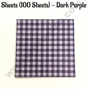 Printed Parchment Paper | Bento Box Liner | Grease Proof Paper | Wrap Paper - Dark Purple Checks/Plaid Print (100 Sheets) CAKE DECOR™