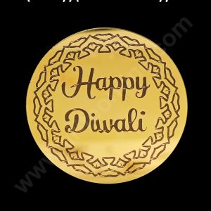 Cake Decor™ Acrylic Happy Diwali Coin Topper for Cake and Cupcakes - 1 Piece (SBMT-DCoin-07)
