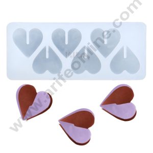 Silicon 6 in 1 Heart Shape Chocolate Garnishing Mould Cake Insert Decoration Mould-  Cake Decor