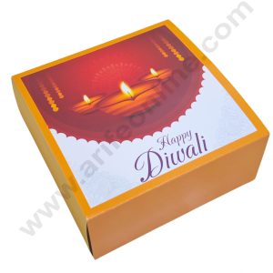 Diwali Sliding Hamper Box (7 x 7 x 3 inches) - Orange (10 Pcs Pack) - CAKE DECOR™