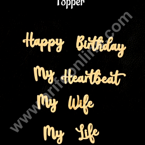 Gold Acrylic Cake Toppers β Happy Birthday & Love Messages for Wife - CAKE DECORβ’