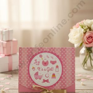 "It's a Girl " baby shower gift box │ Baby Girl gift box │Pastle Pink │17.5 cm × 14 cm × 5 cm │ SBBX-PB-BG-02 │ CAKE DECOR™