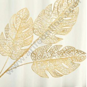 CAKE DECOR™ Golden Big Artificial Flower Leaf | Decorative Item For Cake Decoration- 1 Stick