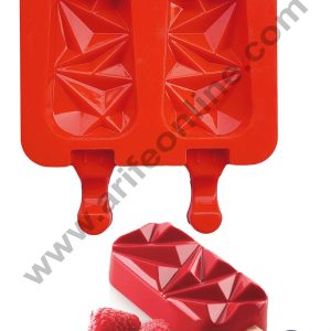 Cake Decor 2 Cavity Geometric Gem Origami Shape Silicone Popsicle Cakesicle Molds Easy Ice Cream Bar Mould SBSM-752