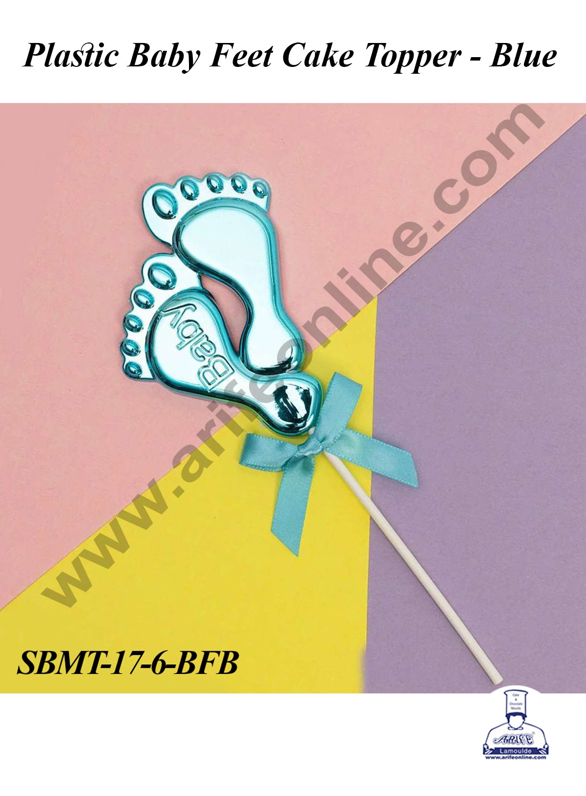 CAKE DECOR™ Plastic Blue Baby Feet Cake Topper | Baby Shower Theme - 1 piece
