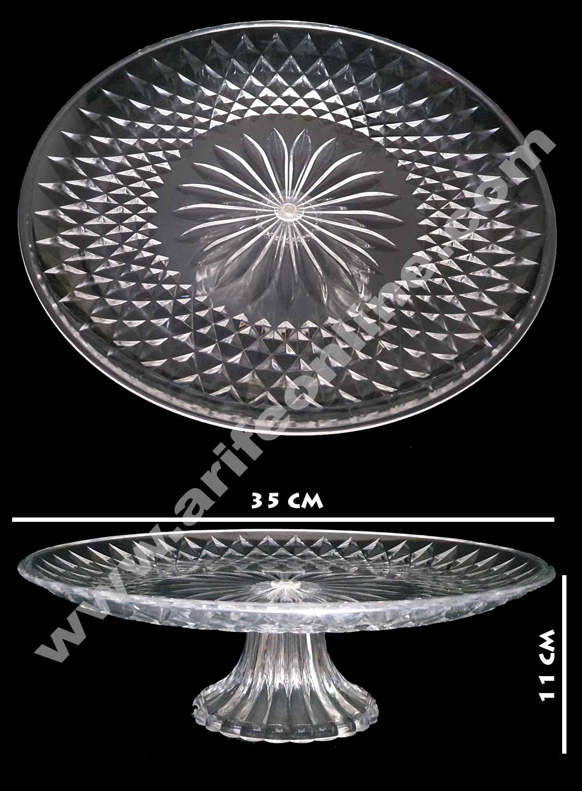 Cake Decor Acrylic Prism Design Round Cake Display Stand (35 Cm)