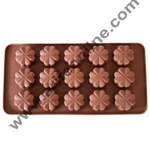 Cake Decor Silicon 15 Cavity Flower Design Brown Chocolate Mould, Ice Mould, Chocolate Decorating Mould