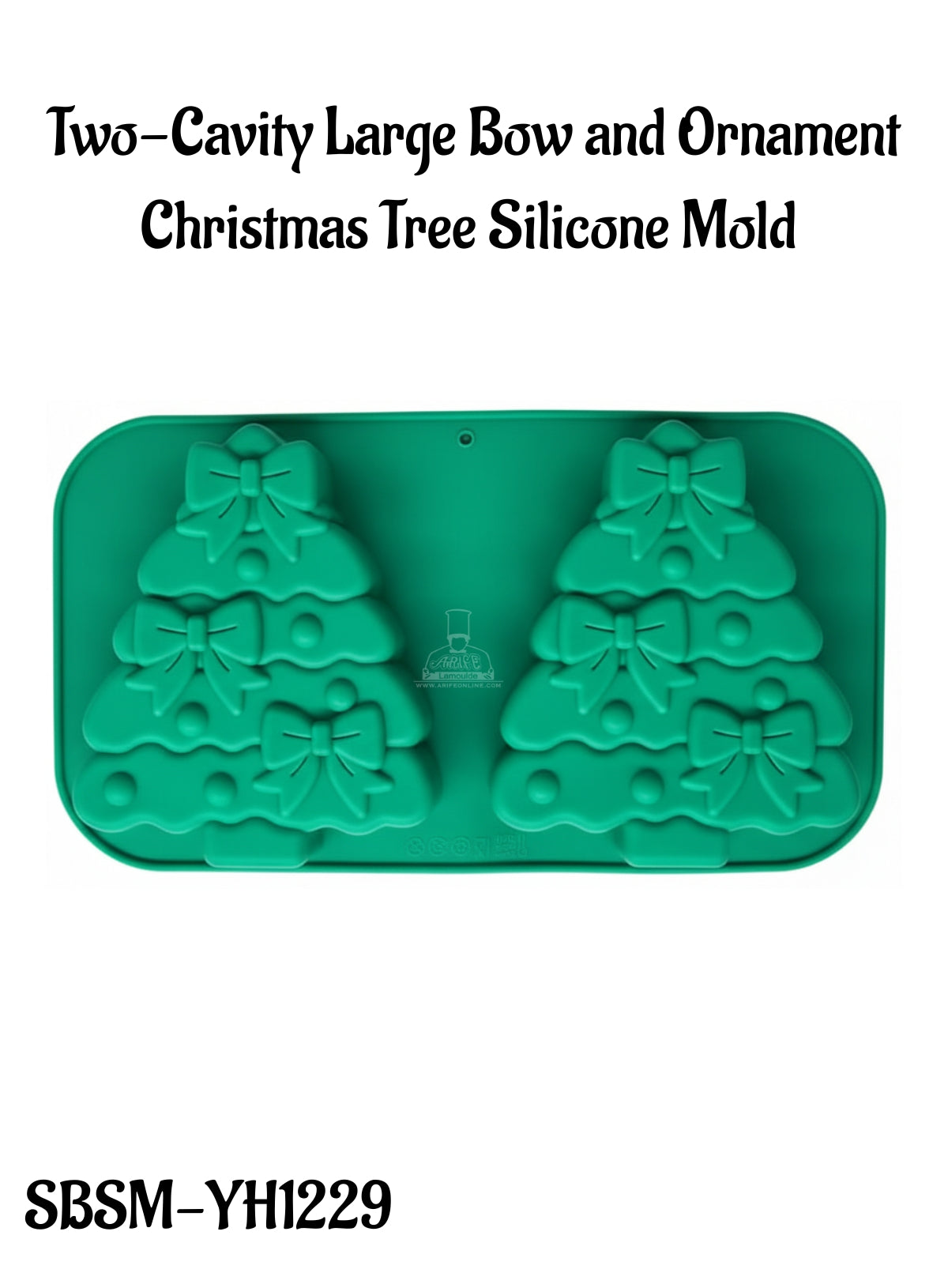 CAKE DECORβ’ Two-Cavity Large Bow and Ornament Christmas Tree Silicone Mold - SBSM-YH1229