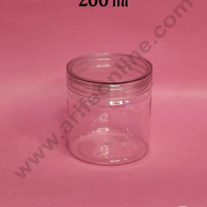 CAKE DECOR™ 1 Piece Tall Plastic Transparent Cookies Jar With Clear Cap  - 200 ml