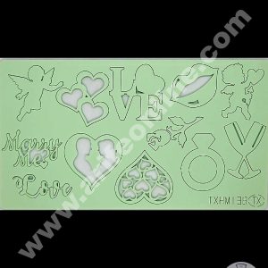 Cake Decor Love Heart with Couple Ring Shape Acrylic DIY Stamp Embossed Fondant Cake Decorating TXHMI-38