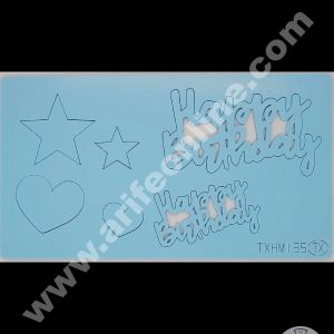 Cake Decor Happy Birthday with Star and Heart Shape Acrylic DIY Stamp Embossed Fondant Cake Decorating TXHMI-35