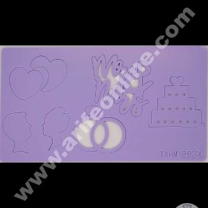Cake Decor Mr & Mrs Couple and Ring Shape Acrylic DIY Stamp Embossed Fondant Cake Decorating TXHMI-29