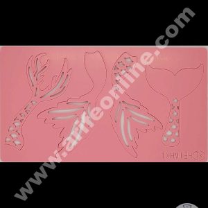 Cake Decor Mermaid Tail Shape Acrylic DIY Stamp Embossed Fondant Cake Decorating TXHMI-34