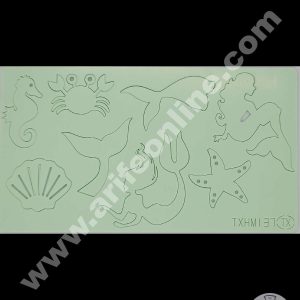Cake Decor Sea Theme and Mermaid Tail Shape Acrylic DIY Stamp Embossed Fondant Cake Decorating TXHMI-37