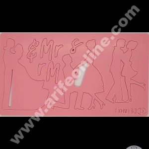 Cake Decor Mr and Mrs with Couple Shape Acrylic DIY Stamp Embossed Fondant Cake Decorating TXHMI-33