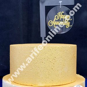 Cake Decor Exclusive Acrylic Hanging Cake Topper - Round Happy Anniversary Gold