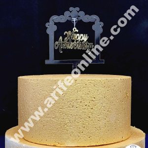 Cake Decor Exclusive Acrylic Hanging Cake Topper - Wedding Frame Gold Happy Anniversary