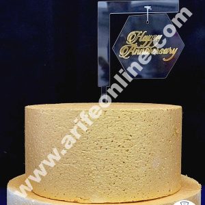 Cake Decor Exclusive Acrylic Hanging Cake Topper - Hexagon Happy Anniversary Gold