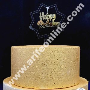 Cake Decor Exclusive Acrylic Hanging Cake Topper - Gold Happy Birthday Star