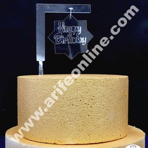 Cake Decor Exclusive Acrylic Hanging Cake Topper - Star Happy Birthday Silver
